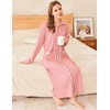 image:imageEkouaer Zipper Robes for Women Long Waffle Knit Bathrobe Lightweight Long Sleeves Robe Soft Sleepwear with Pockets SXXLPink