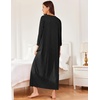 image:imageEkouaer Zipper Robes for Women Ribbed Knit Bathrobe Lightweight Full Length Loungewear with Pockets S3XLBlack