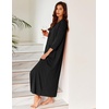 image:imageEkouaer Zipper Robes for Women Ribbed Knit Bathrobe Lightweight Full Length Loungewear with Pockets S3XLBlack