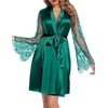 image:imageEouaer Womens Satin Kimono Robe for Bridesmaid and Bride Wedding Party Getting Ready Short RobeAgreen