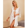image:imageEouaer Womens Satin Kimono Robe for Bridesmaid and Bride Wedding Party Getting Ready Short RobeAwhite2 Lace