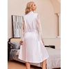 image:imageEouaer Womens Satin Kimono Robe for Bridesmaid and Bride Wedding Party Getting Ready Short RobeWhite2 Lace