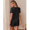 image:imageWomens Ribbed Knit Pajama Sets Short Sleeve Top and Shorts Lounge Set Loungewear