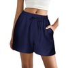 image:imageEKOUAER Womens Pajama Shorts Textured Casual Lounge Short Elastic Waist Pj Shorts Sweatsuits with Pockets 2026Navy Blue