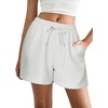 image:imageEKOUAER Womens Pajama Shorts Textured Casual Lounge Short Elastic Waist Pj Shorts Sweatsuits with Pockets 2026White