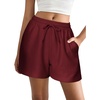 image:imageEKOUAER Womens Pajama Shorts Textured Casual Lounge Short Elastic Waist Pj Shorts Sweatsuits with Pockets 2026Wine Red