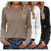 image:imageEkouaer 3 Pack Long Sleeve Shirts for Women Crew Neck Thermal Tops Lightweight Base Layer Undershirt Tees 2025 SXXLBlackWhiteBrown