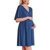 image:imageEkouaer 3 in 1 Labor and Delivery Gown for Hospital Short Sleeve Maternity Nursing Dress Nightgown Postpartum SleepwearBlue