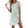 image:imageEkouaer Bamboo Viscose Sleep Shirts for Women Soft Nightgowns Short Sleeve Ruffled Night Shirts with Chest Pocket S3XLDaisy Green