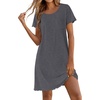 image:imageEkouaer Bamboo Viscose Sleep Shirts for Women Soft Nightgowns Short Sleeve Ruffled Night Shirts with Chest Pocket S3XLDeep Grey
