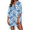 image:imageEkouaer Beach Cover Ups for Women Bikini Swimsuit Coverup Beach Dress ShirtBlue White Porcelain Flowers