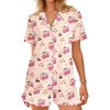 image:imageEkouaer Button Up Pajamas Set for Women Short Sleeve Ribbed Knit Sleepwear 2 Piece Pjs Shorts SetCherry Teddy