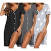 image:imageEkouaer Nightgowns for Women 3 Pack Sleep Shirts Button Down Pajama Dress Short Sleeve Nightshirt Sleepwear NightdressBlackGreyLight Grey Star