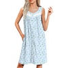 image:imageEkouaer Nightgowns for Women Button Up Sleepshirt Tank Sleeveless Nightshirt Soft Sleepwear with Pockets SXXXLBlue Floral