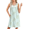 image:imageEkouaer Nightgowns for Women Button Up Sleepshirt Tank Sleeveless Nightshirt Soft Sleepwear with Pockets SXXXLCyan White Floral