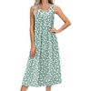 image:imageEkouaer Nightgowns for Women Cotton Long Night Gown Sleeveless Sleep Dress Victorian Nightdress Ladies SleepwearGreen White Florals