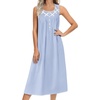 image:imageEkouaer Nightgowns for Women Cotton Long Night Gown Sleeveless Sleep Dress Victorian Nightdress Ladies SleepwearLight Blue