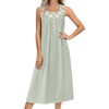 image:imageEkouaer Nightgowns for Women Cotton Long Night Gown Sleeveless Sleep Dress Victorian Nightdress Ladies SleepwearLight Green
