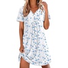 White Blue Florals