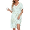 image:imageEkouaer Nightgowns for Women Cotton Night Gowns Short Sleeve Moo Moos Button House Dress V Neck Sleepshirts Soft SleepwearFloral Green