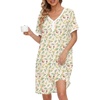 image:imageEkouaer Nightgowns for Women Cotton Night Gowns Short Sleeve Moo Moos Button House Dress V Neck Sleepshirts Soft SleepwearFloral Light Yellow