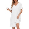 image:imageEkouaer Nightgowns for Women Cotton Night Gowns Short Sleeve Moo Moos Button House Dress V Neck Sleepshirts Soft SleepwearWhite