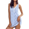 image:imageEkouaer Nightgowns for Women Cotton Night Gowns Tank Night Shirts Sleeveless Sleep Dress Button Sleep Shirts Henley SleepwearBlue Floral