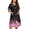 image:imageEkouaer Nightgowns for Women House Dress with Pockets Snap Front House Coat Short Sleeve Duster Moo Moos Sleepwear S3XLBlack Pink Sakura
