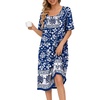 image:imageEkouaer Nightgowns for Women Short Sleeve House Dresses with Pockets Pleated Moo moos Floral Print Mumu DressBlue Bohemian Flowers