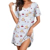 image:imageEkouaer Nightgowns for Women Short Sleeve Sleep Shirts V Neck Nightshirts Soft Sleepshirt Caual T Shirt SleepdressBear Blue