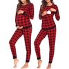 image:imageEkouaer Nursing Pajama Set Long Sleeve Maternity Clothes Labor Pregnancy Pjs Breastfeeding Thermal Underwear SleepwearBlack Red Plaid