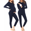 image:imageEkouaer Nursing Pajama Set Long Sleeve Maternity Clothes Labor Pregnancy Pjs Breastfeeding Thermal Underwear SleepwearNavy Blue