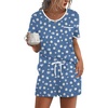 image:imageEkouaer Pajama Set for Women 2 Piece Lounge Set Short Sleeve Tops and Shorts Soft Sleepwear Chest PocketBluedot White Flower