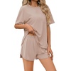 image:imageEkouaer Pajama Set for Women Bamboo Viscose Pjs Set Ultra Soft Short Sleeve Sleepwear 2 Piece Lounge Sets SXXLKhaki