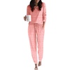 image:imageEkouaer Pajamas For Women Comfy Long Sleeve Jogger Set Lounge Pjs Set With PocketsStripesl Pink