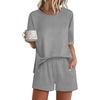 image:imageEkouaer Pajamas for Women Set 2 Piece PJ Soft Comfy Lounge Sets Short Sleeve Tops Shorts Sets Cotton Sleepwear SXXL