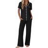 image:imageEkouaer Pajamas for Women Set Button Up Soft Pjs Short Sleeve 2 Piece Lounge Sets Comfy SleepwearBlack