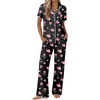 image:imageEkouaer Pajamas for Women Set Button Up Soft Pjs Short Sleeve 2 Piece Lounge Sets Comfy SleepwearBlack With Pink Hearts