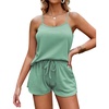image:imageEkouaer Pajamas for Women Soft Lingerie Sleepwear 2 Piece Cami Shorts Set Waffle Knit Pj Loungewear