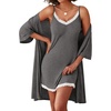 image:imageEkouaer Robes Womens Nightgown and Robe Set 2 Piece Sexy Lace Spaghetti Strap Lightweight Sleepwear with Pockets SXXLDark Gray