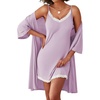 image:imageEkouaer Robes Womens Nightgown and Robe Set 2 Piece Sexy Lace Spaghetti Strap Lightweight Sleepwear with Pockets SXXLLavender