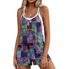 image:imageEkouaer Rompers for Women Summer Casual Sleeveless Short Overalls Boho Spaghetti Strap Shorts Jumpsuit with PocketsA Blue Boho Print