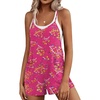 image:imageEkouaer Rompers for Women Summer Casual Sleeveless Short Overalls Boho Spaghetti Strap Shorts Jumpsuit with PocketsRose Pink Floral