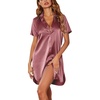 image:imageEkouaer Satin Nightshirt for Women Button Down Nightgown Silk Short Sleeve Sleepshirt Notch Collar Sleepwear S3XLRosewood Taupe