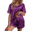 image:imageEkouaer Satin Pajama Set for Women 2 piece Silky Pj Set Soft Short Sleeve Sleepwear Summer Loungewear SXXL