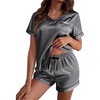 image:imageEkouaer Silk Pajama for Women Short Sleeve Satin Pj Set Two Piece Soft Sleepwear Loungewear SXXLDark Grey
