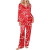 image:imageEkouaer Silk Satin Pajama Set for Womens Button Up Long Sleeve Pjs Sleepwear Soft 2 Piece Loungewear SXXLChristmas Red