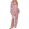 image:imageEkouaer Silk Satin Pajamas for Women Teddy Bear Pjs Set Button Down Long Sleeve Loungewear Cute Sleepwear Red Stripe Teddy M