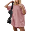 image:imageEkouaer Summer Rompers for Women Short Sleeve Oversized Tshirt Romper Reversible Baggy Jumpsuit Outfits with PocketsDusty Pink