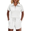 image:imageEkouaer Women Two Piece Outfits Half Zip Shorts Set and Short Sleeve Tops Lounge Sets Shorts Summer Tracksuit Sweatsuit Set